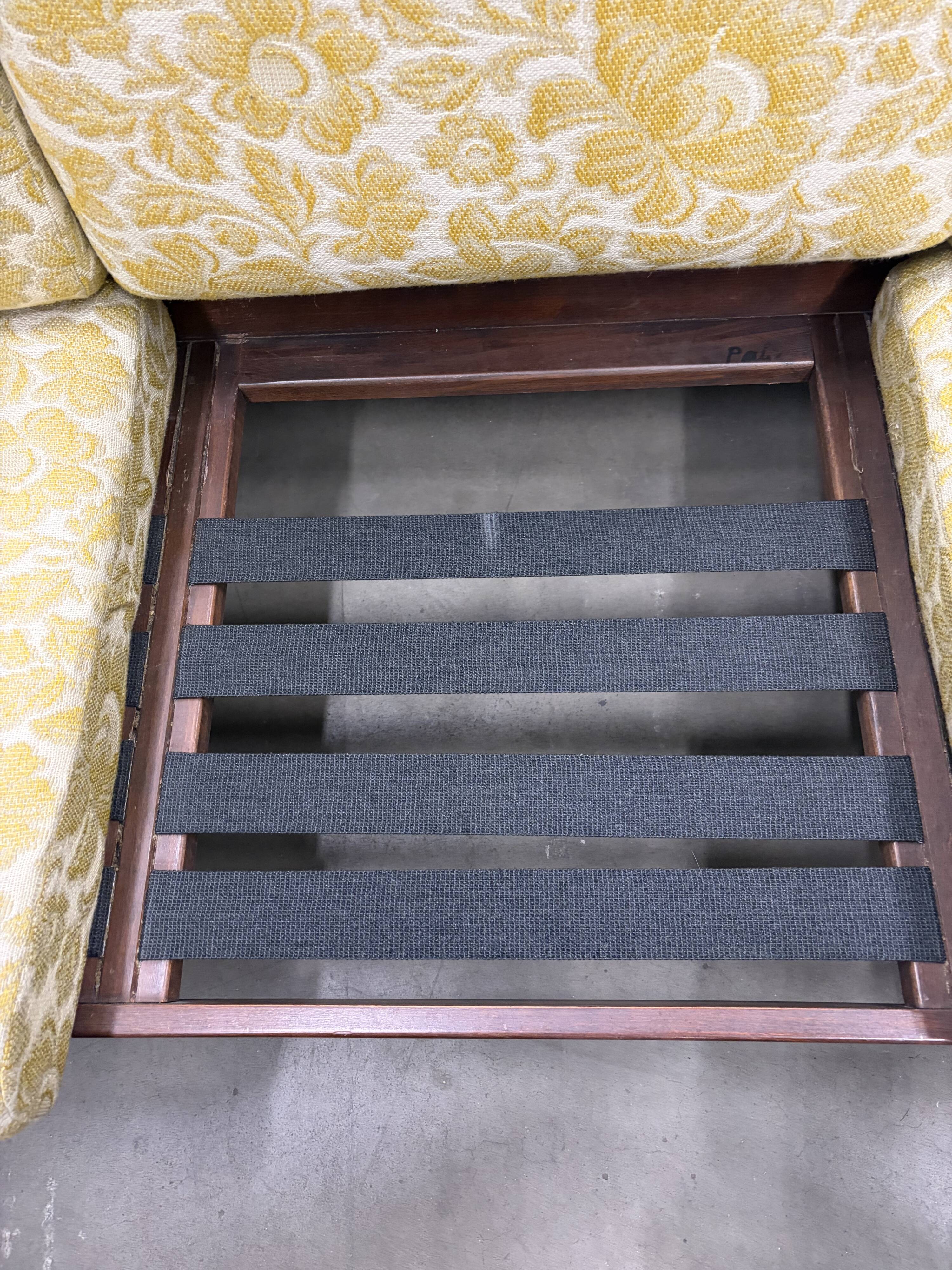 Vintage wooden sofa / armchair with yellow accent