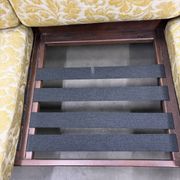 Vintage wooden sofa / armchair with yellow accent