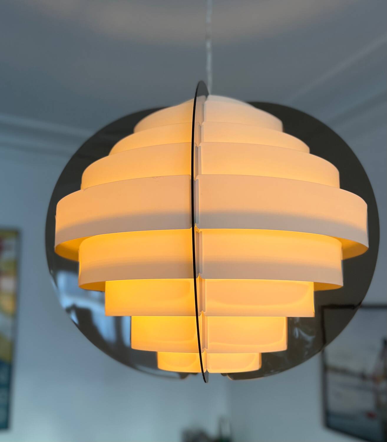 Large vintage Danish designer pendant light