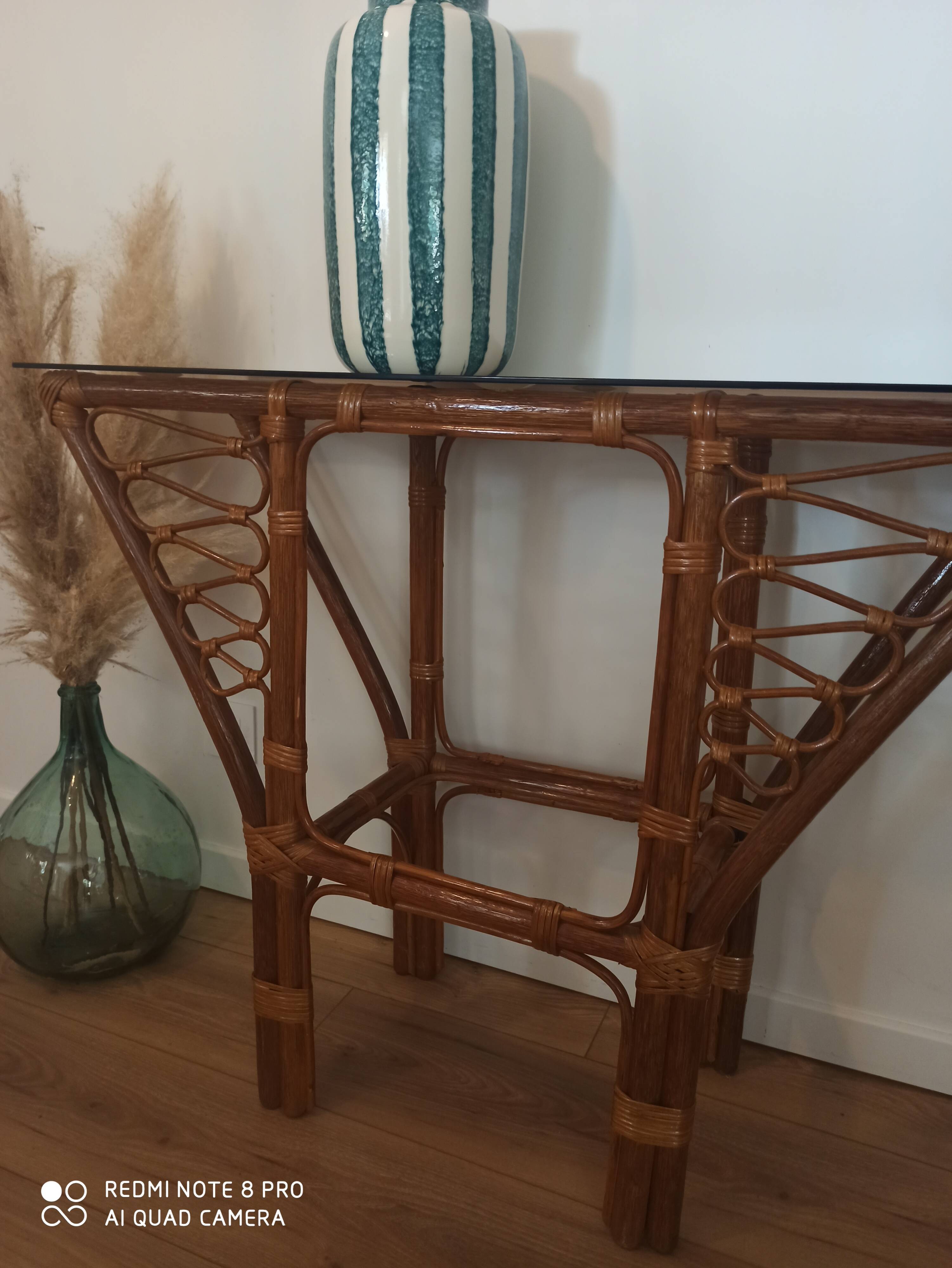 Vintage rattan console