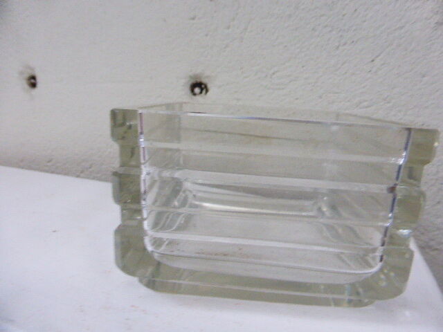 Ashtray square molded clear glass vintage 1970