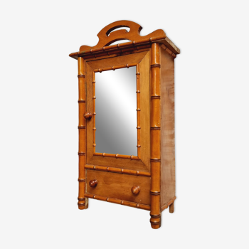 Vintage hanging cupboard Faux Bamboo medicine cupboard with mirror