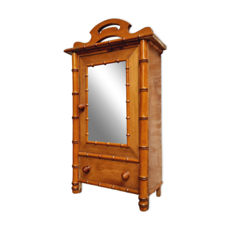 Vintage hanging cupboard Faux Bamboo medicine cupboard with mirror