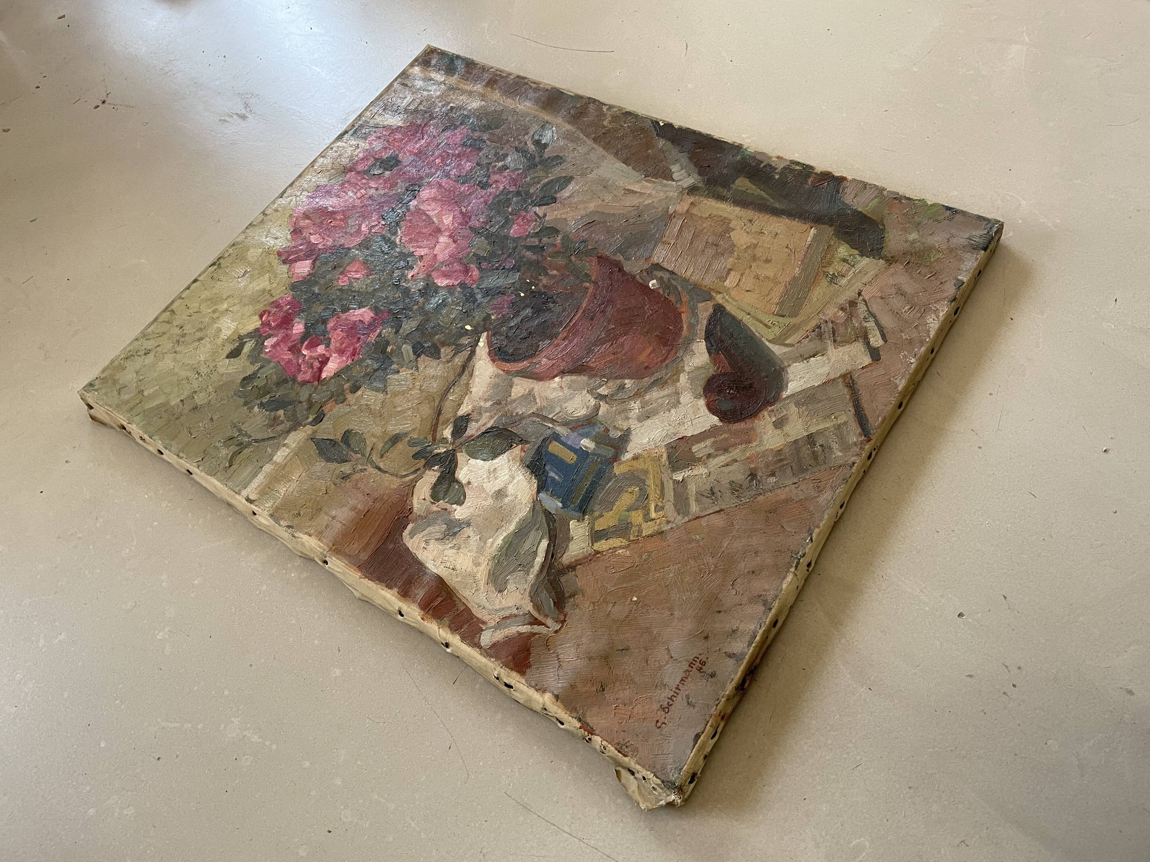 Old still life signed Georges Schirmann 1947