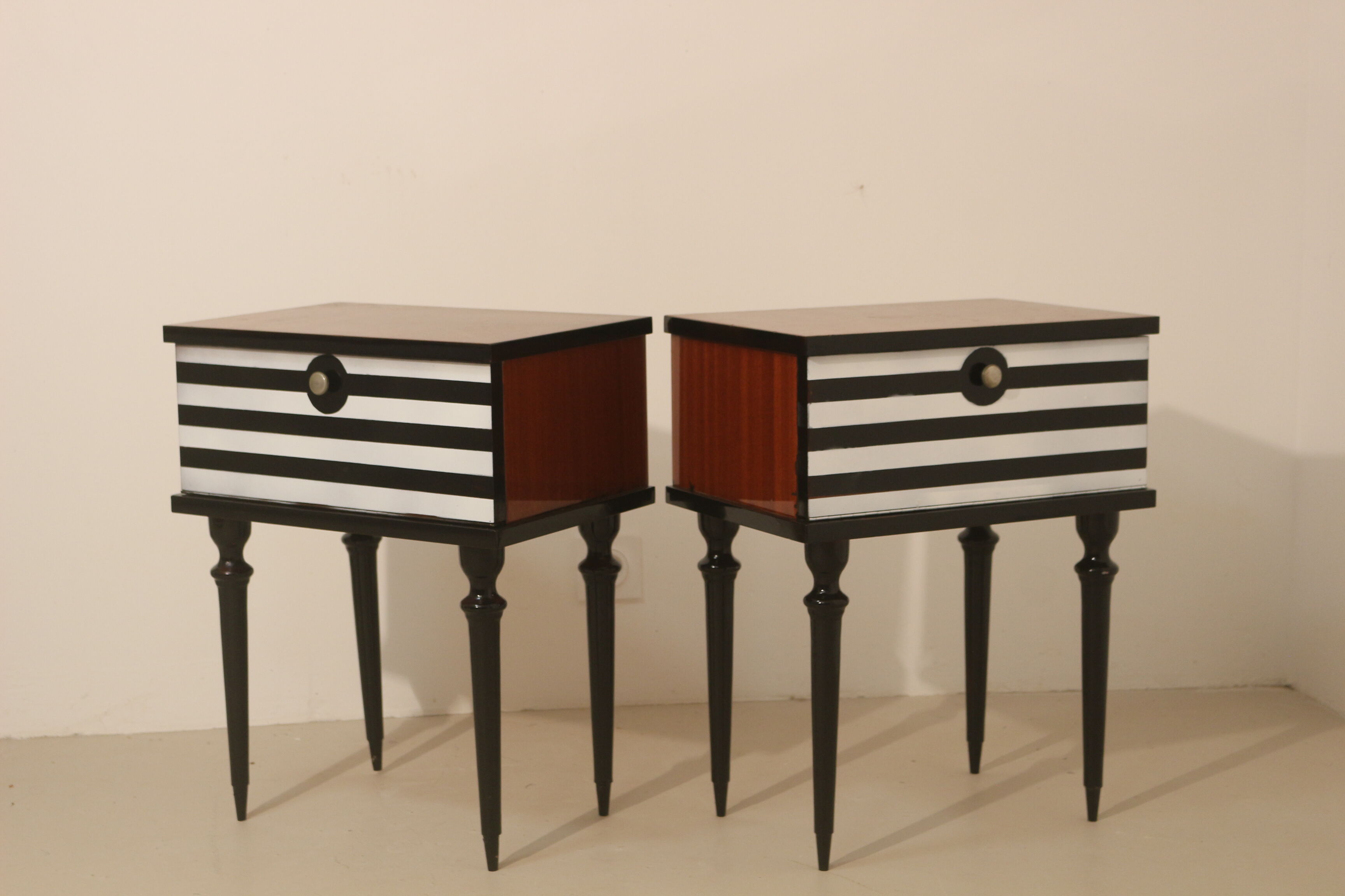 Pair of bedside table restyled swing door year 60