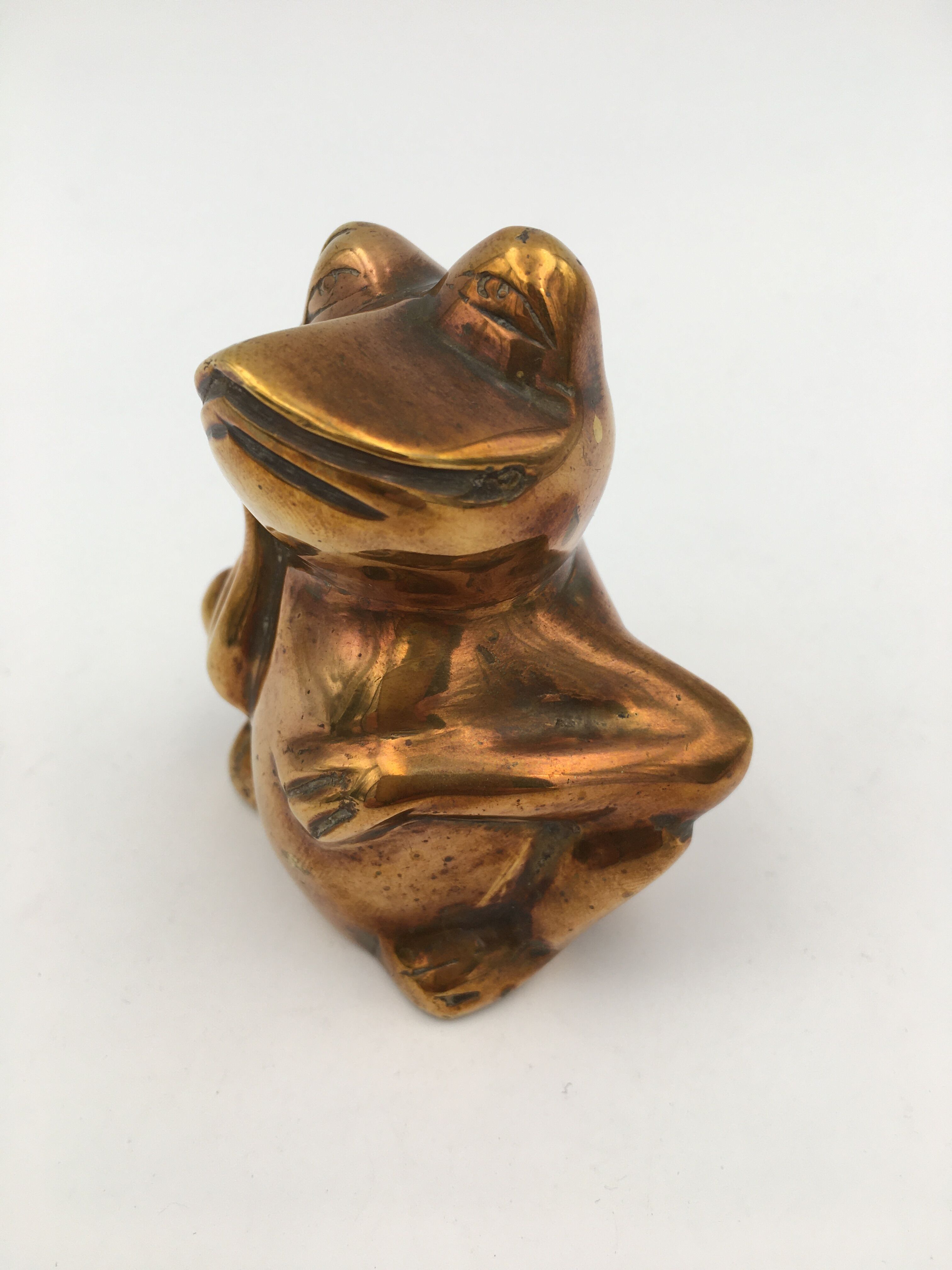 Vintage brass frog figure - 1970s