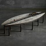 Thomas Serruys steel and stone brutalist coffee table, Belgium, 2019
