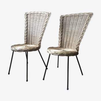 Pair of rattan chairs 1960