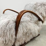 Jindrich Halabala vintage Tibetan sheepskin armchair H-269