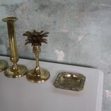 Pair of brass push-up candlesticks