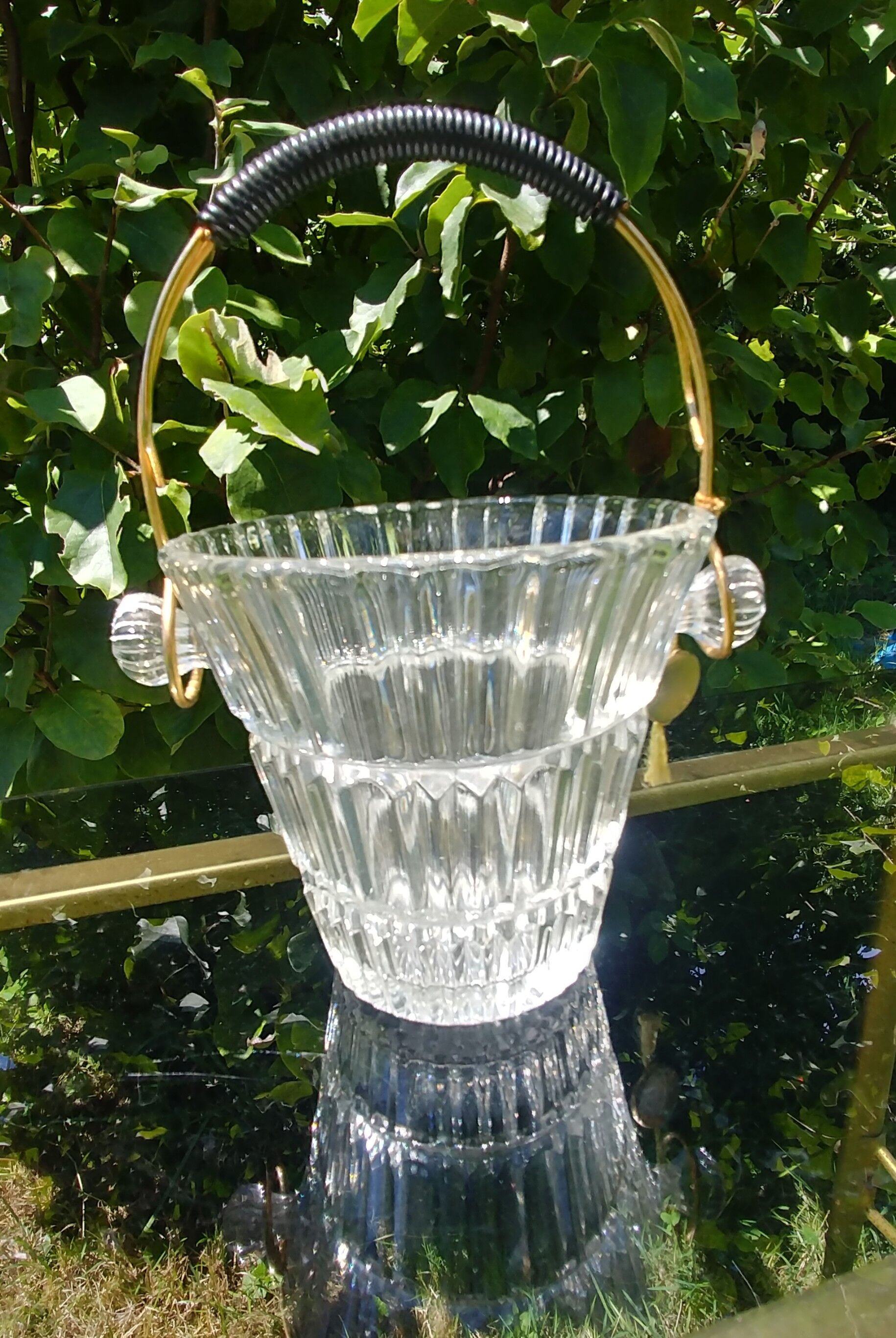 Vintage 60s cut glass ice bucket
