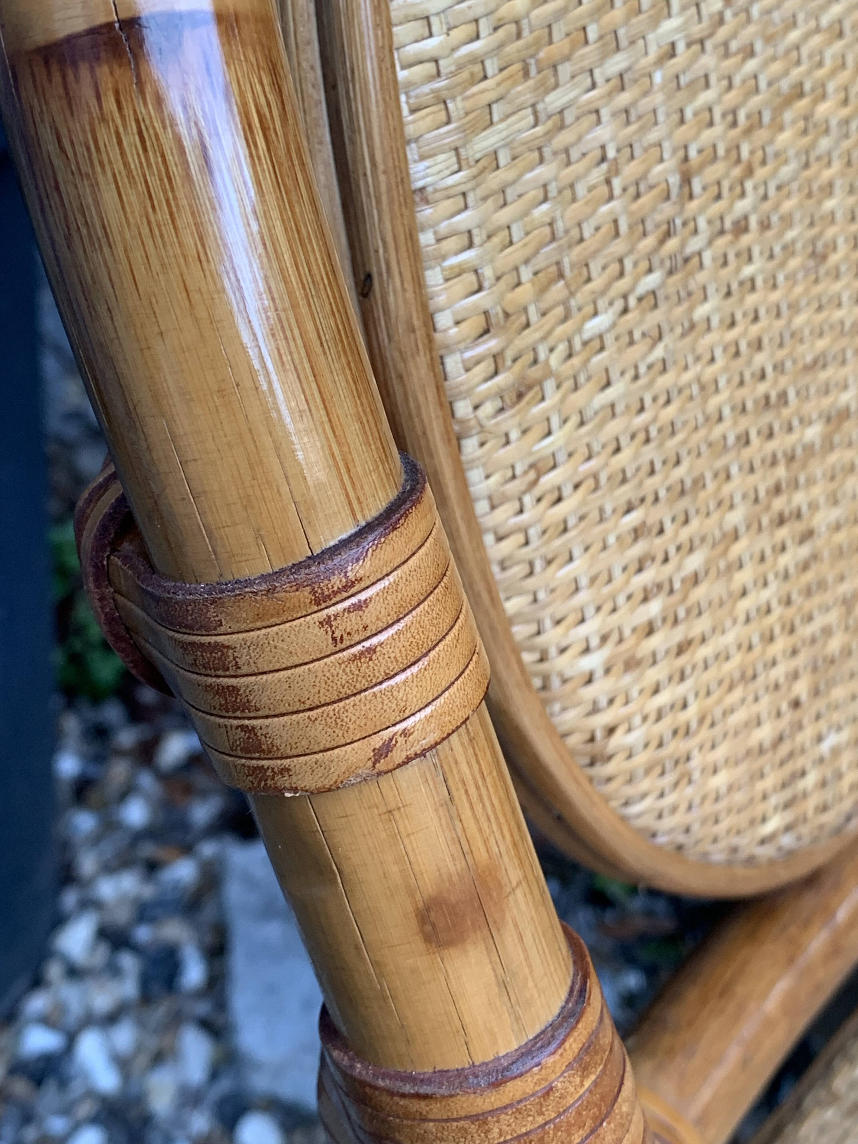 Vintage rattan and woven wicker desk 1970