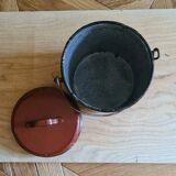 Set of 2 enamelled sheet metal pots