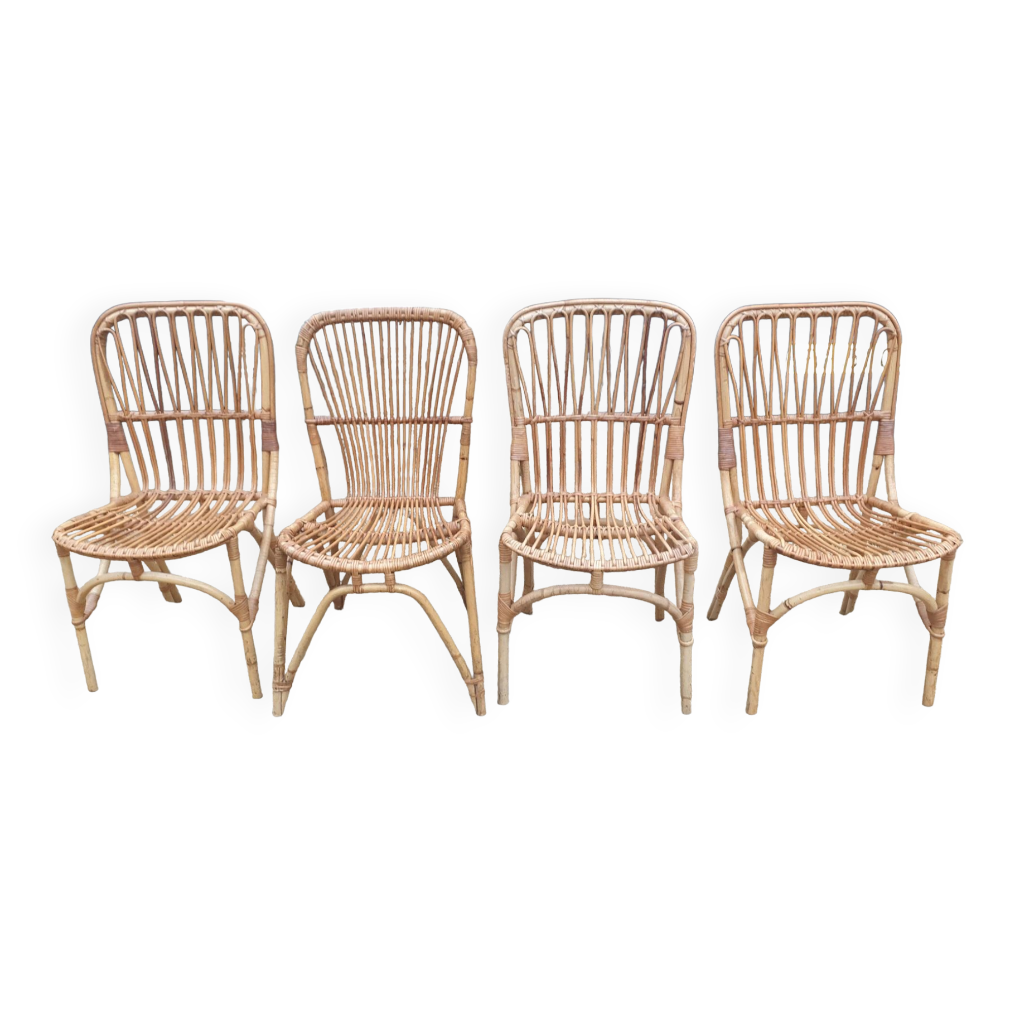4 sixties bamboo chairs