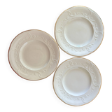 Set of 3 dessert plates in French Gien earthenware