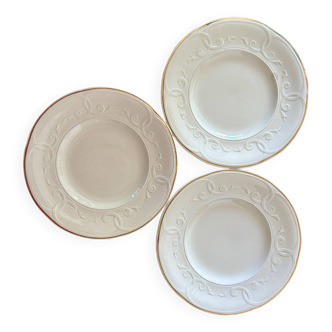Set of 3 dessert plates in French Gien earthenware