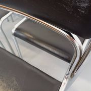 Set of 6 vintage Italian stackable chairs in chrome metal and skai.