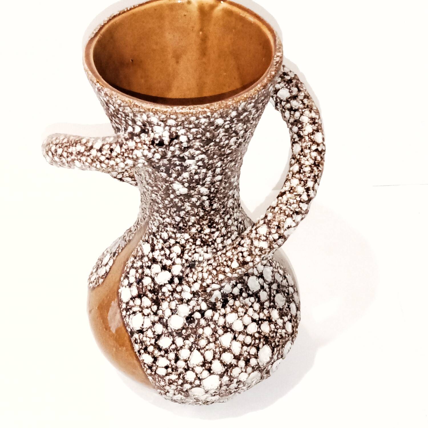 Vallauris Ceramics Fat Lava Spiral Vase Coral 28 cm Vintage