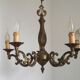 French Vintage Art Nouveau Bronze 5 Light Traditional Style Chandelier 5483