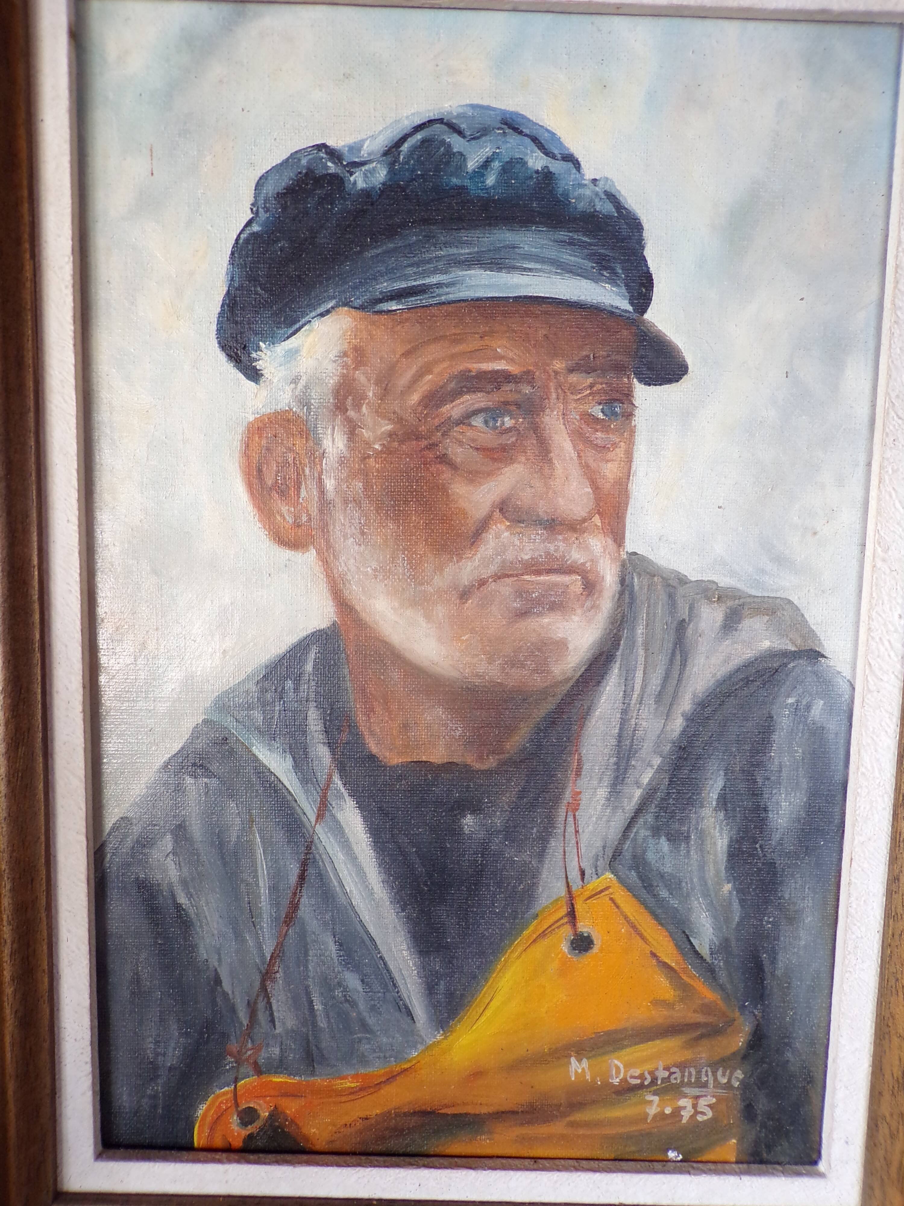 Old fisherman's marine painting signed