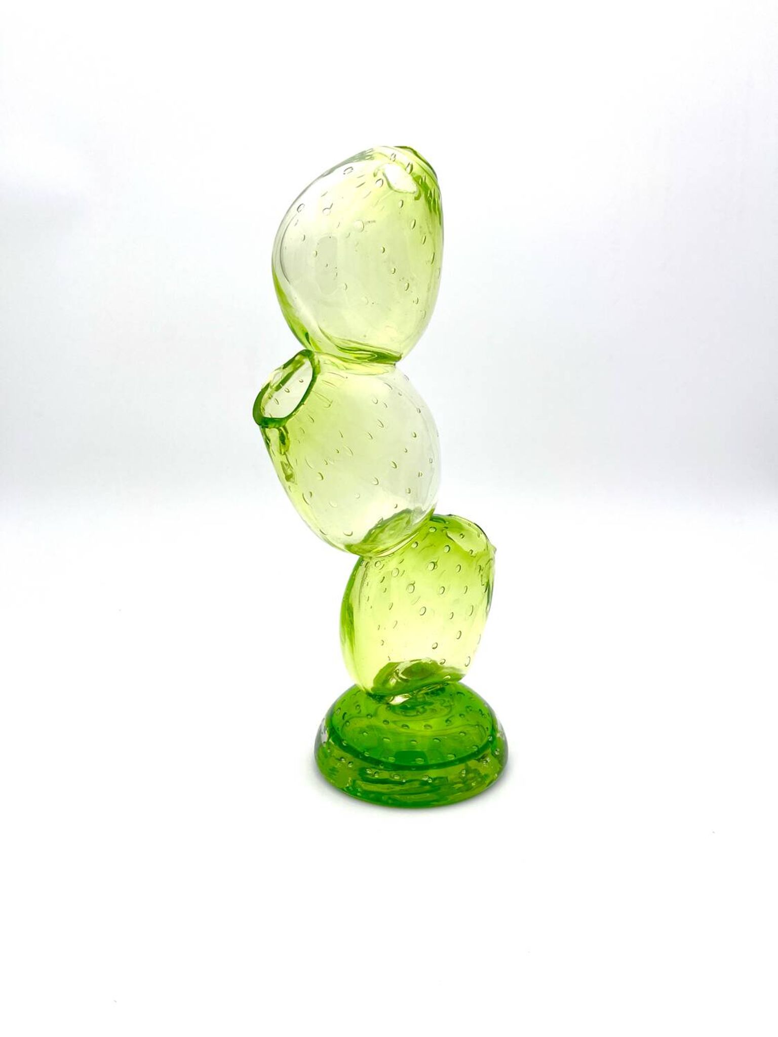 Vase Cactus Sculptural - Murano - Verre Bullicante - Vert vibrant