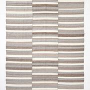 Contemporary Brown & Beige Striped Motifs Vintage Kilim Rug, 226x306Cm