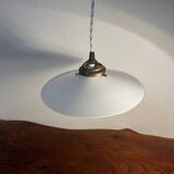 White opaline suspension with brass hook