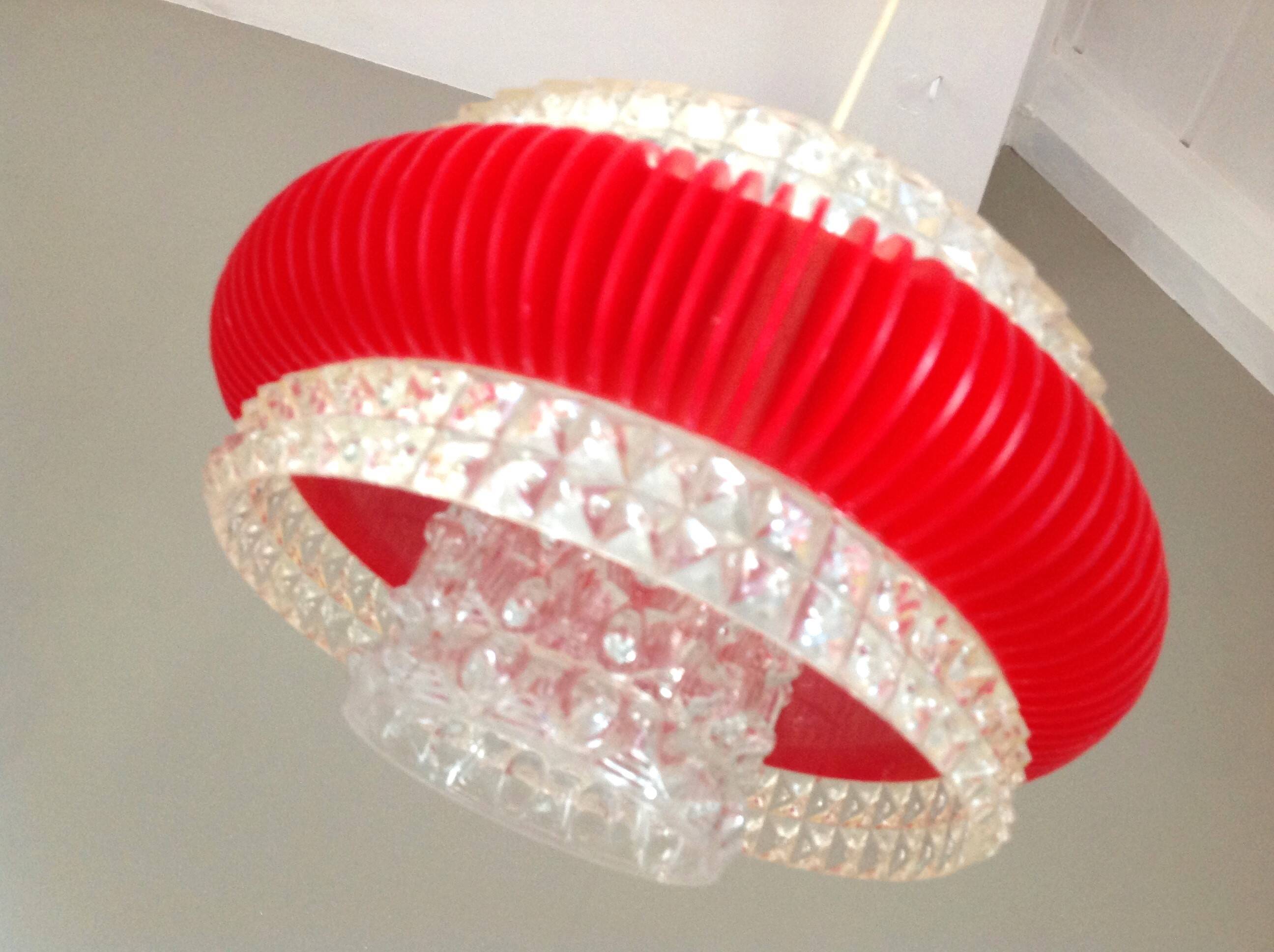 Suspension in glass and plexiglass with diamond points / vintage 60s-70s