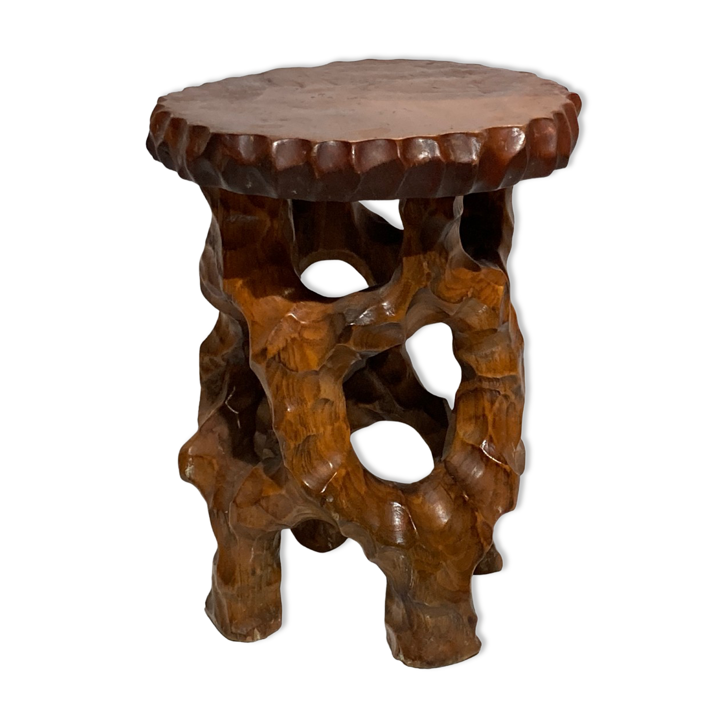 Organic biomorphic wabi sabi brutalist side table or stool