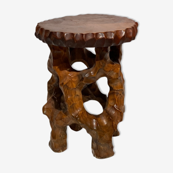 Organic biomorphic wabi sabi brutalist side table or stool