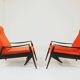 Pair of vintage armchairs burnt orange MCM design 1960