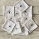 12 Madagascar embroidered tea or tea towels - Cotton - 26x26 cm