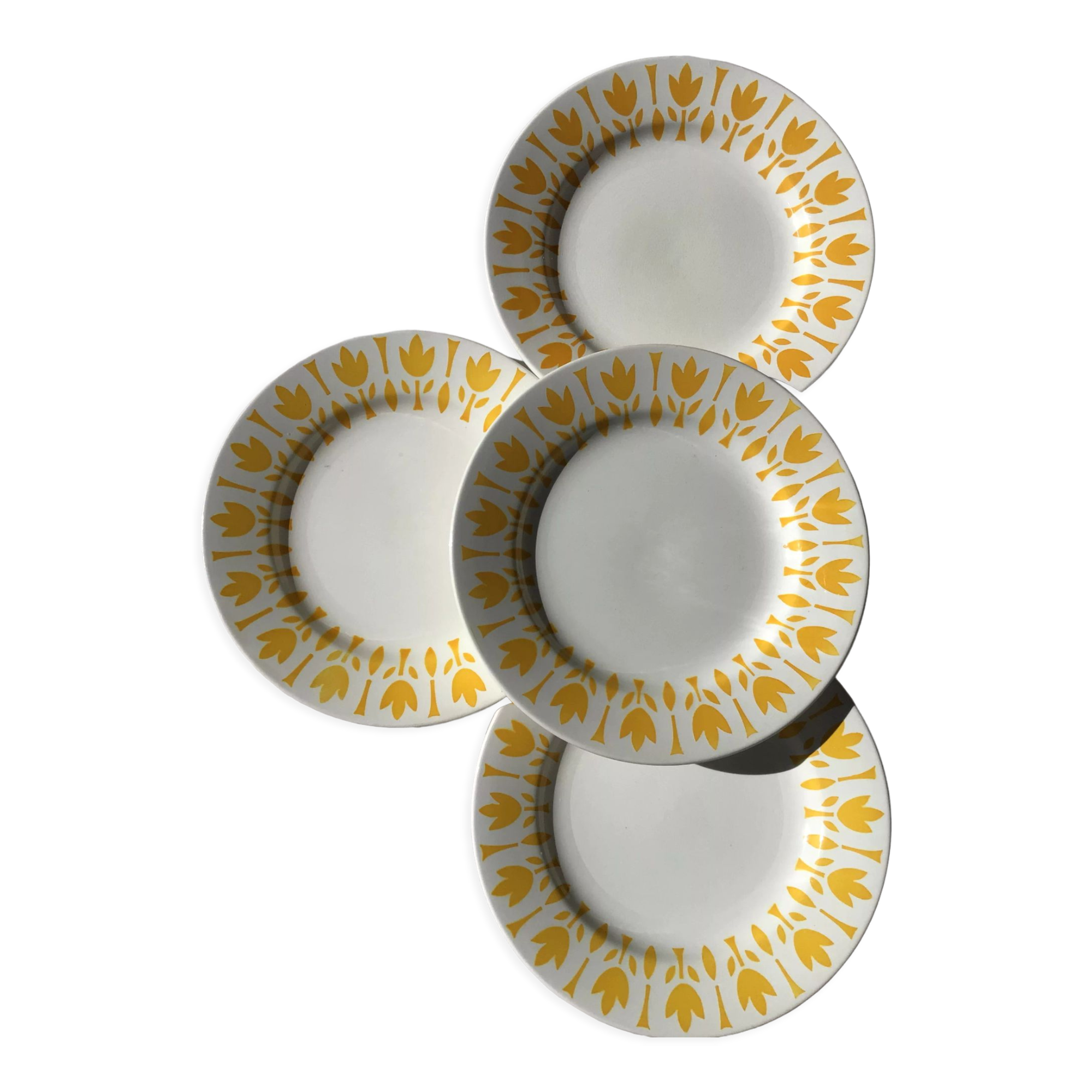 4 flat plates digoin model lily golden yellow