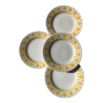 4 flat plates digoin model lily golden yellow