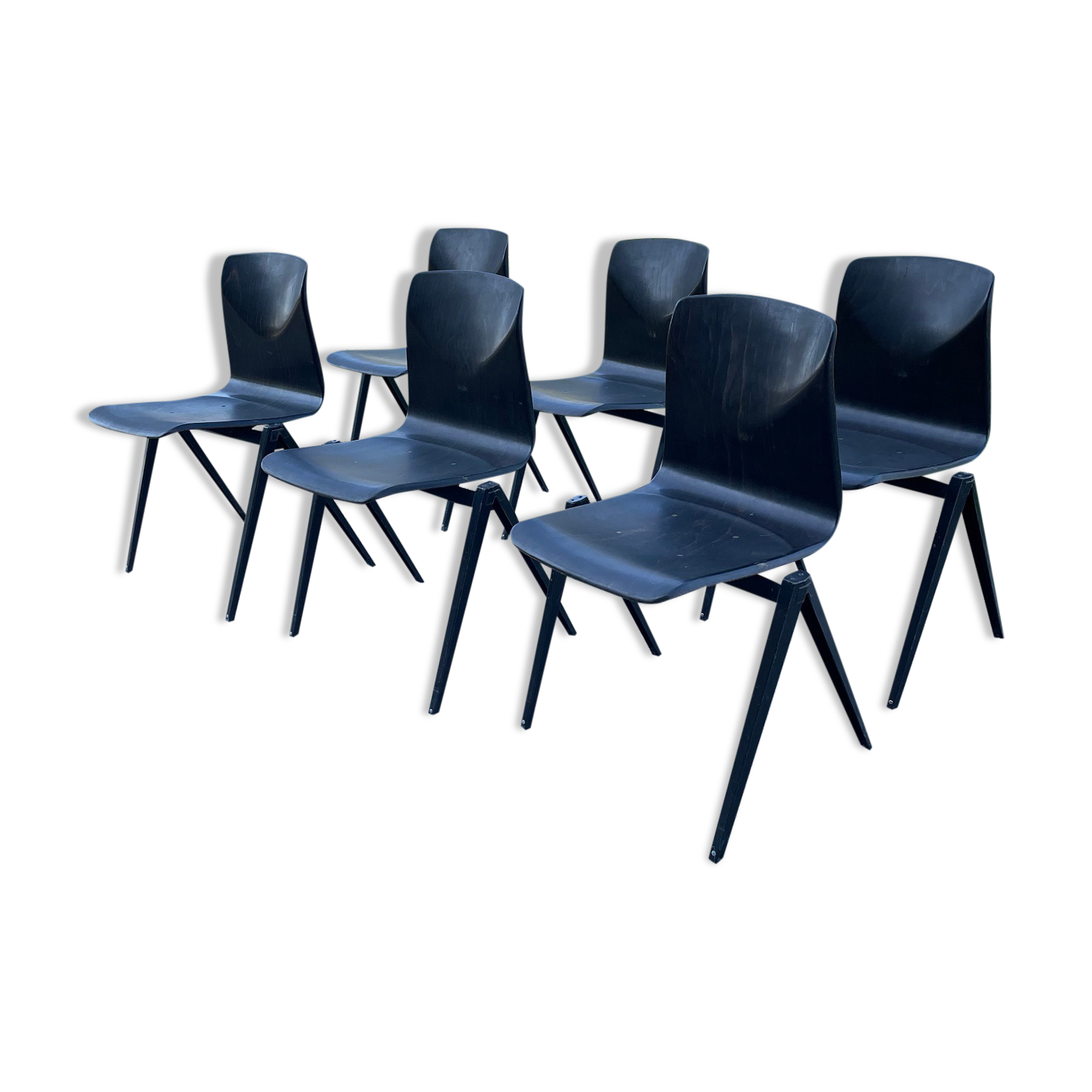 Set of 6 chairs Galvanitas S22 ebony 60s Netherlands