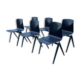 Set of 6 chairs Galvanitas S22 ebony 60s Netherlands