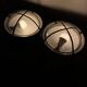 Pair of vintage industrial wall sconces or ceiling lights in enamelled sheet metal.