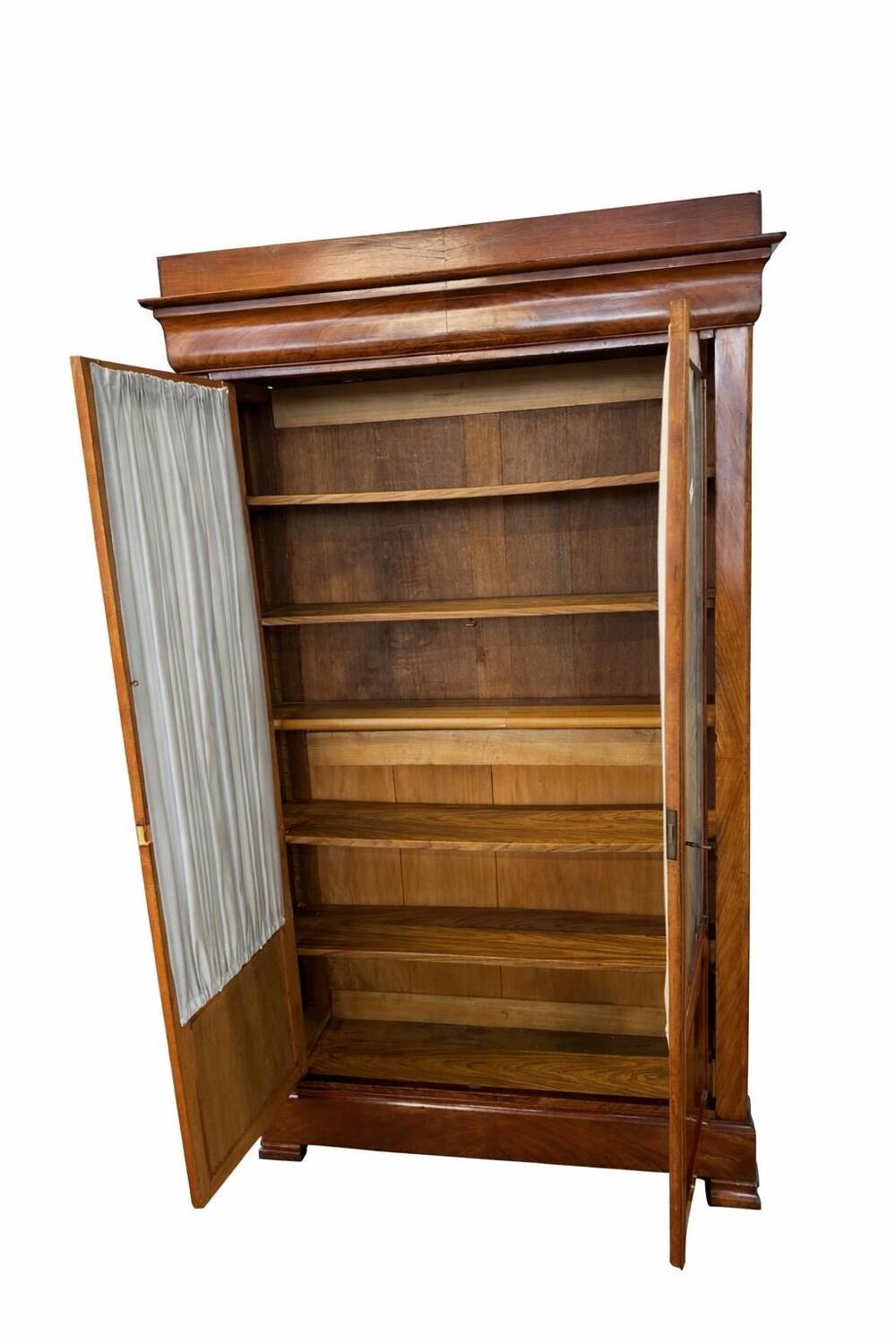 Armoire ancienne en placage d’acajou - portes vitrées - XIXe siècle