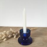 Blue glass candle holder