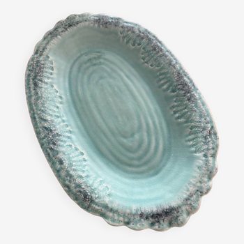 Turquoise stoneware dish