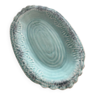 Turquoise stoneware dish