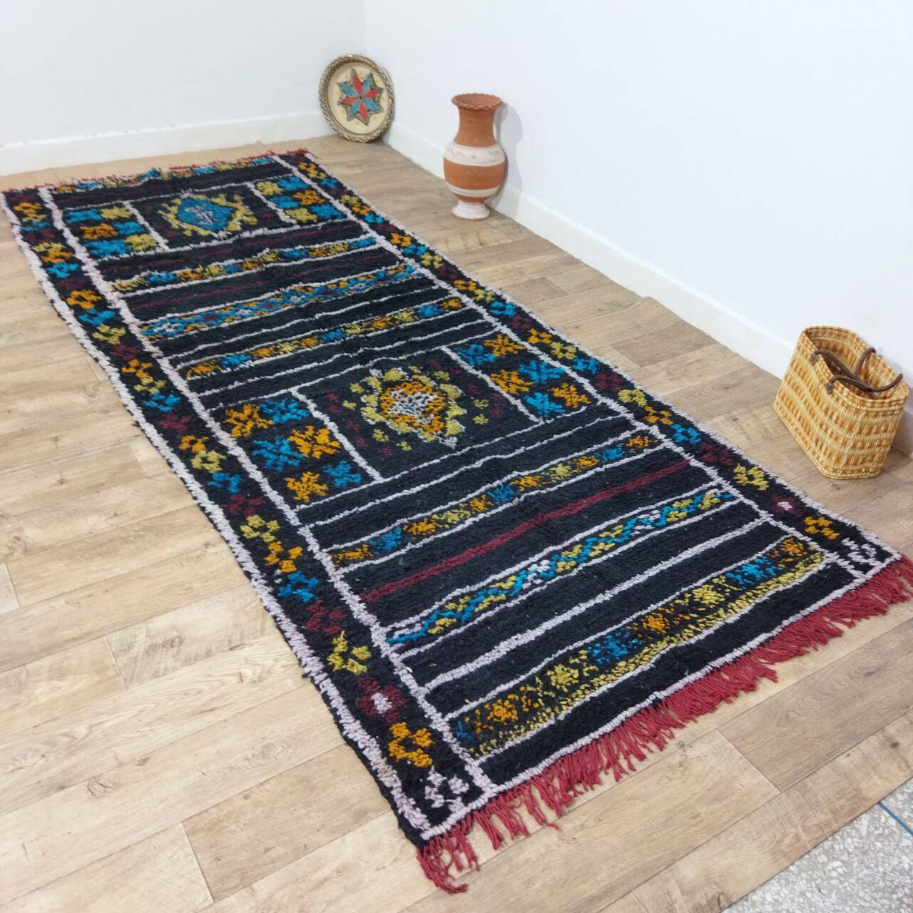 Handmade wool Berber rug 340 X 140 CM