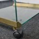 Vintage glass sidetable on wheels