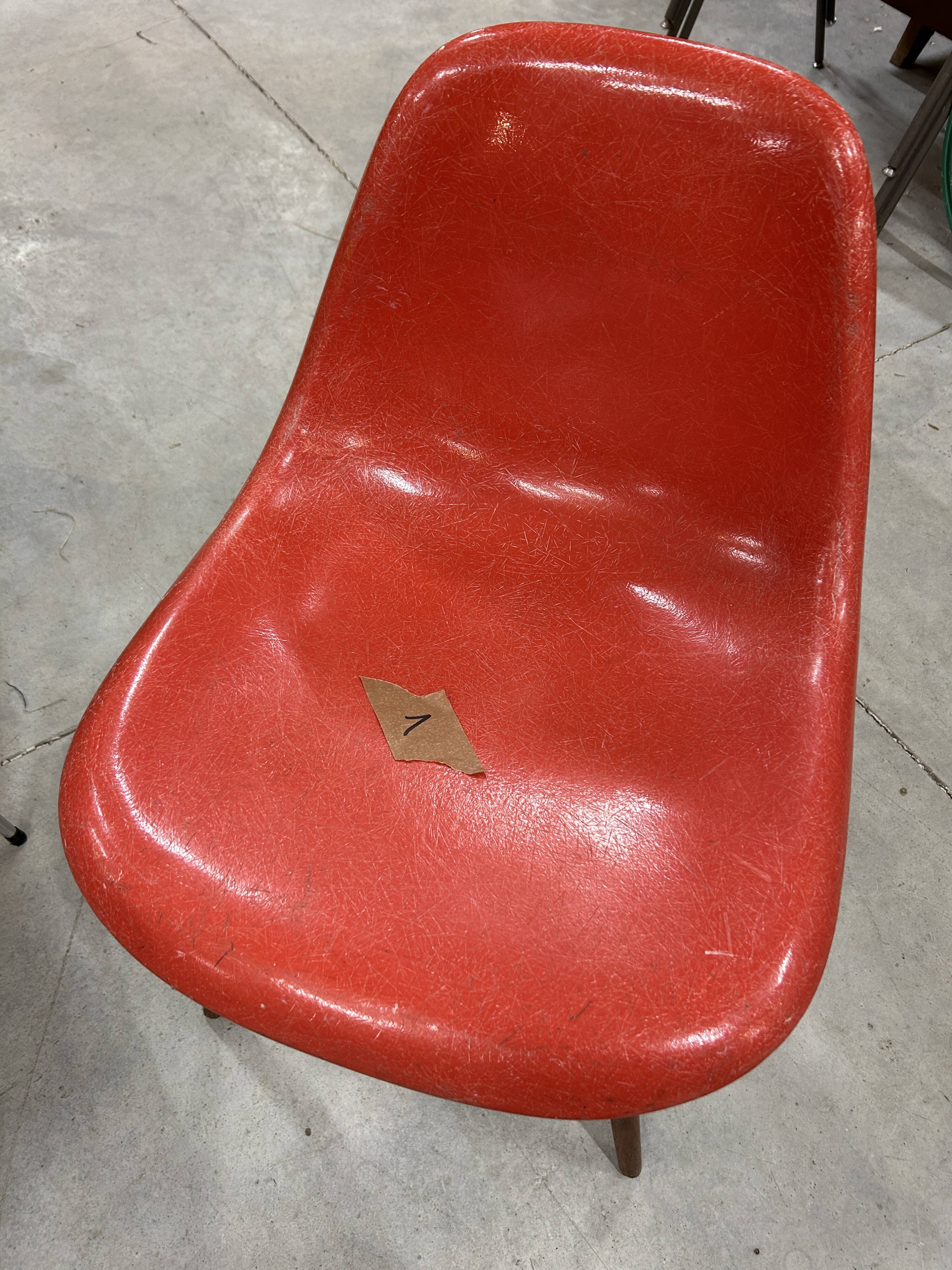 Set of 6 vintage red DSW chairs by Charles and Ray Eames