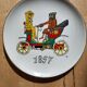 Dessert plates and their Gien earthenware dish illustrated by J. Charmoz automobile theme