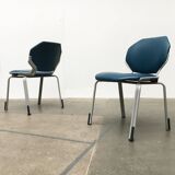 Stackable vintage leather dining chairs from the German space age by Fröscher, 1970s, set of 2.