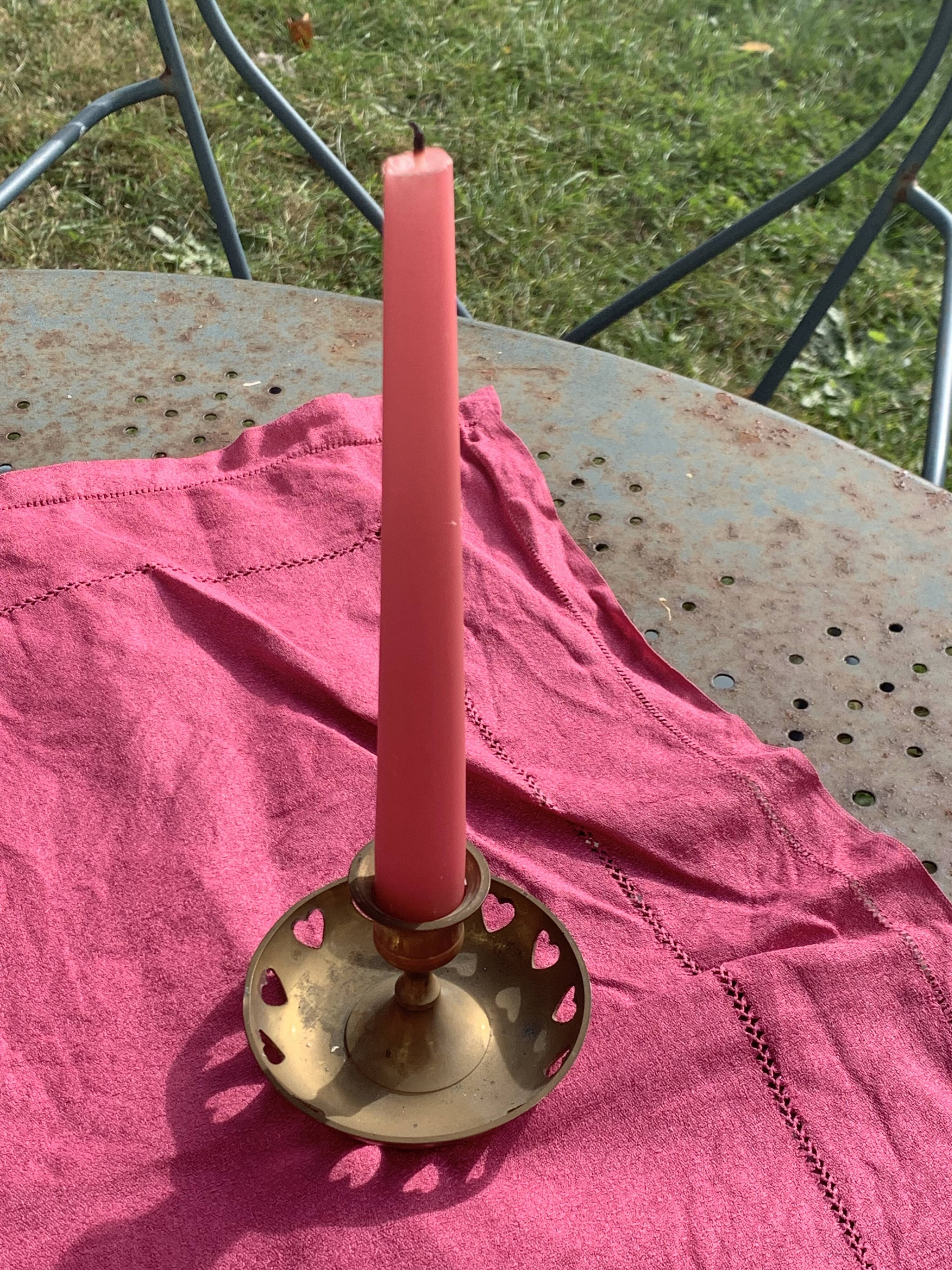 Vintage brass heart candle holder
