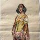 Watercolor painting charles betout (1869-1945) the egyptian french comedy