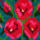 Colorful kilim on black background with floral design