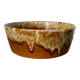 Ceramic salad bowl with beige drip glaze, 1970s pottery